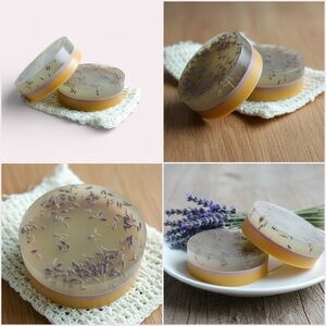 2 Lavender+Chamomile+Honey Soap Bars and Exfoliating Soap Sack